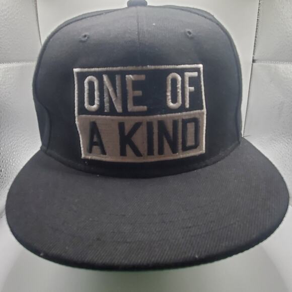 One of a Kind Snapback Hat Flat Brim Black White Embroidered Adjustable Cap - Picture 1 of 10